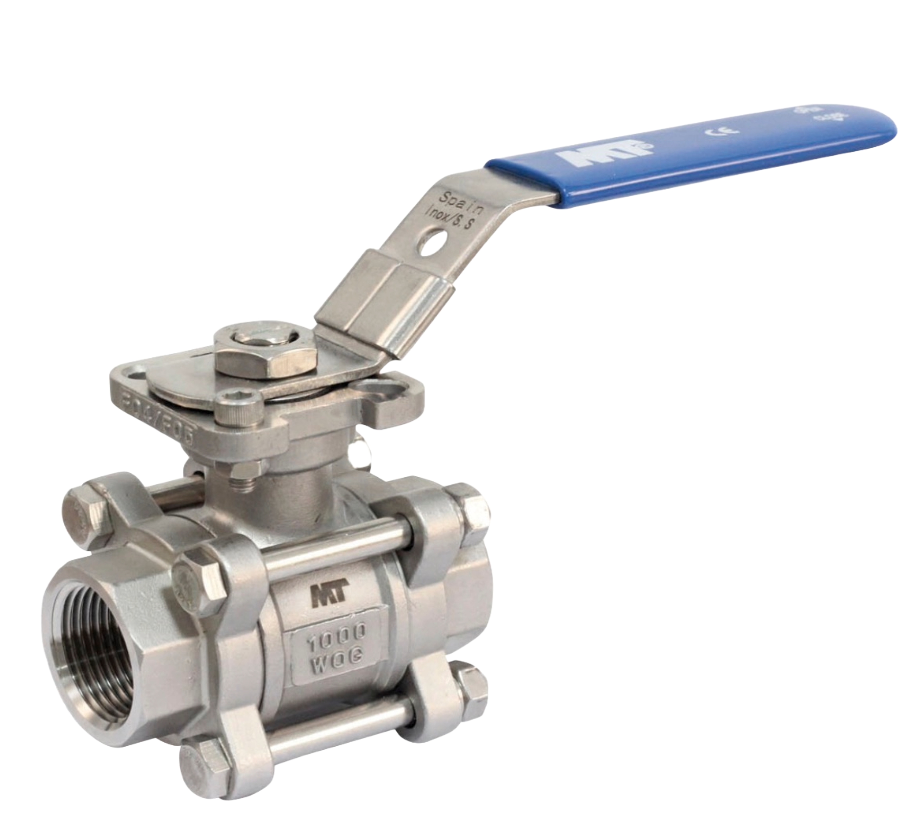 Válvula de Acero Inoxidable Tipo bola roscada 3 piezas Plataforma ISO 5211