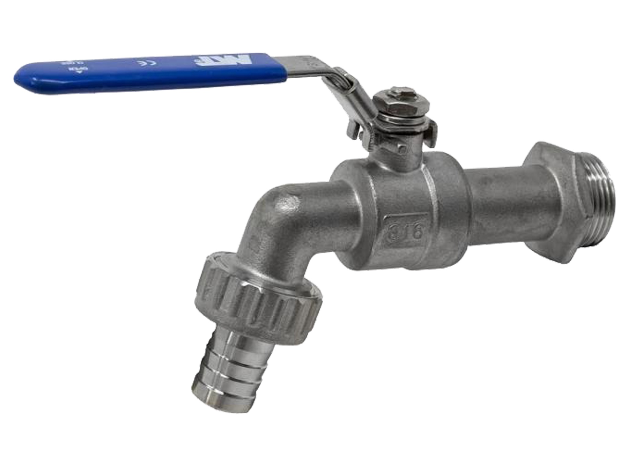 Llave Industrial, Acero Inoxidable, con conexión manguera.